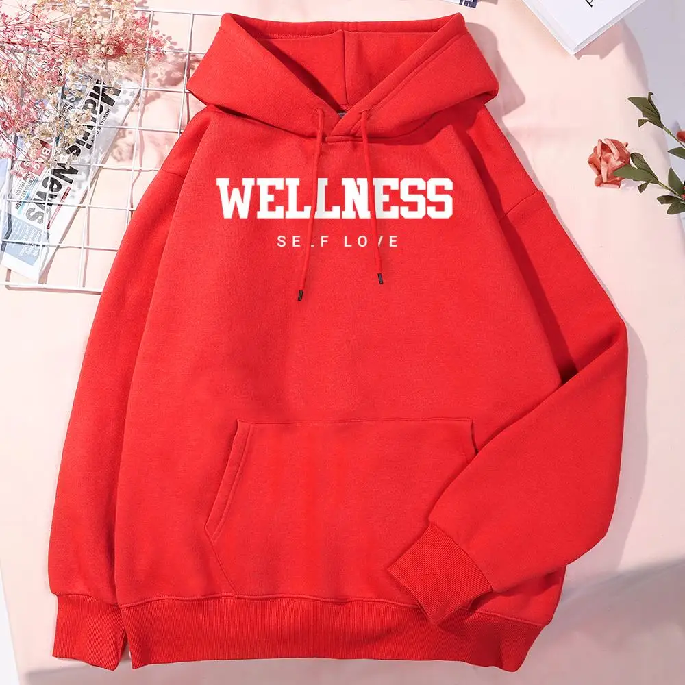 

Wellness Self Love Printing Men Hoodies Harajuku Vintage Clothing Fashion Loose Fleece Hoodie All-Match Quality Clothes Mens