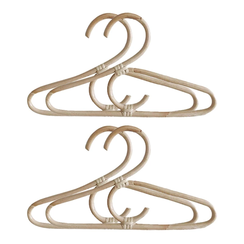 

4Pcs Rattan Clothes Hanger Nordic Style Kids Garments Organizer Rack Children Hanger Kids Room Decor Hangers For Clothes