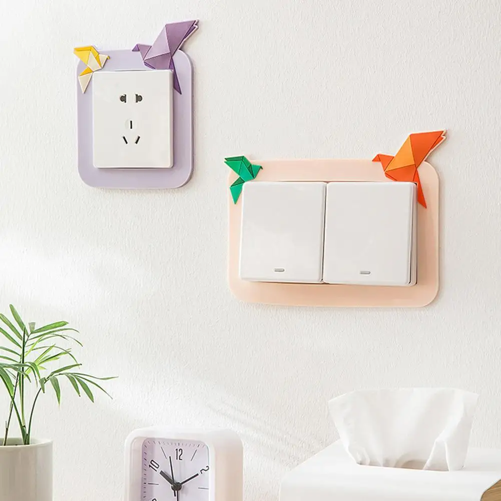 

Switch Sticker Adorable Removable Paper Crane Pattern Wall Light Switch 3D Cartoon Sticker Household Supplies