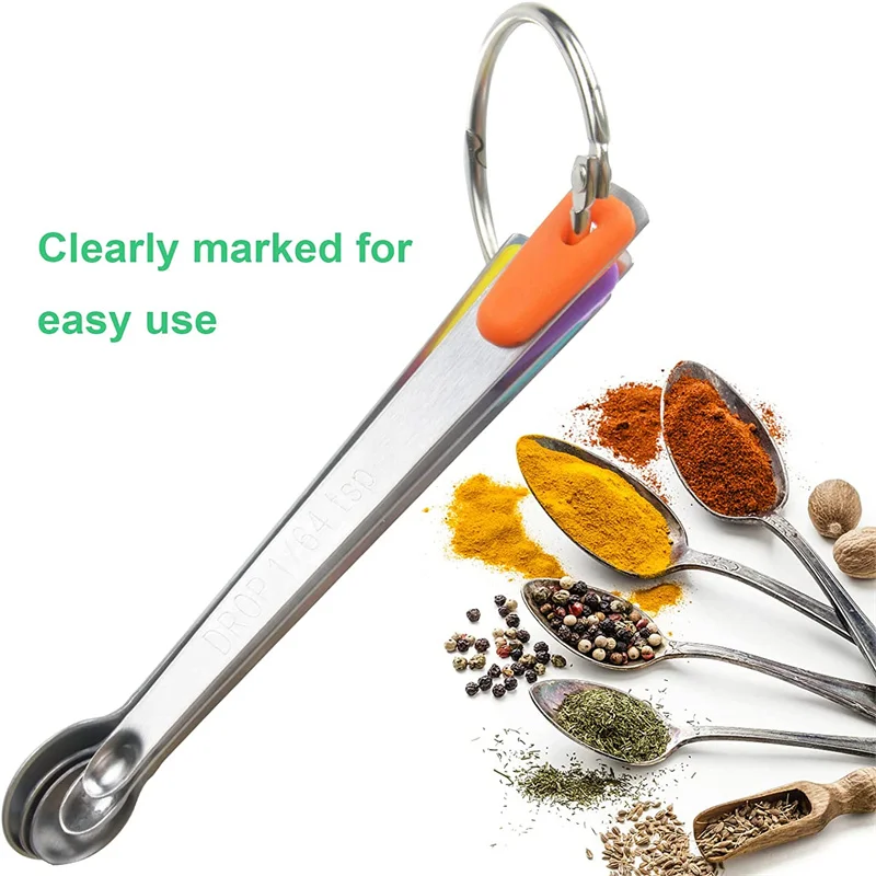 

5Pcs/set Stainless Steel Measuring Spoons Teaspoon Coffee Sugar Scoop Powder Spice Seasoning Kitchen Cooking Tools Accessories