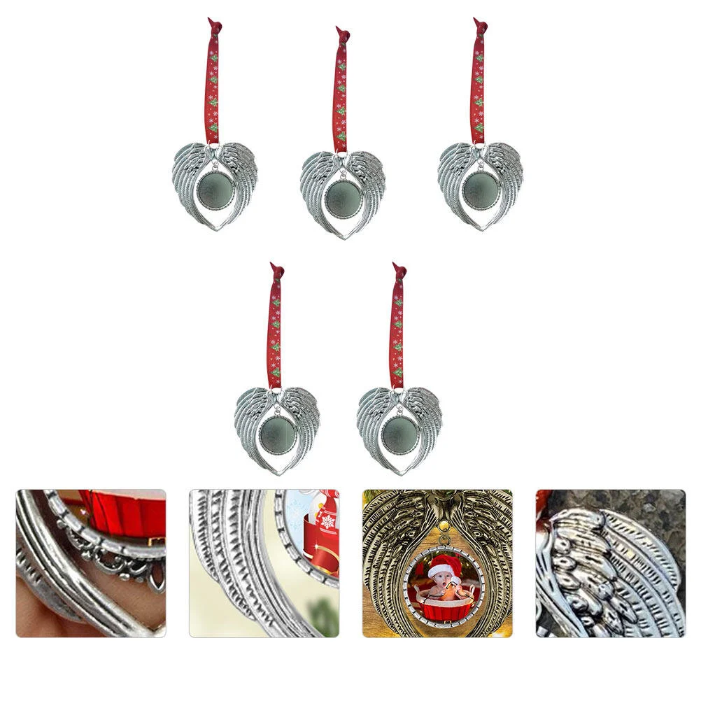 

5 Pcs Christmas DIY Decoration Auto Car Accessories Creative Pendant Angel Wing Supply Decorations Alloy