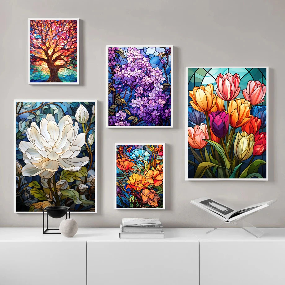 Разноцветный стеклянный художественный плакат шелковая эмалированная