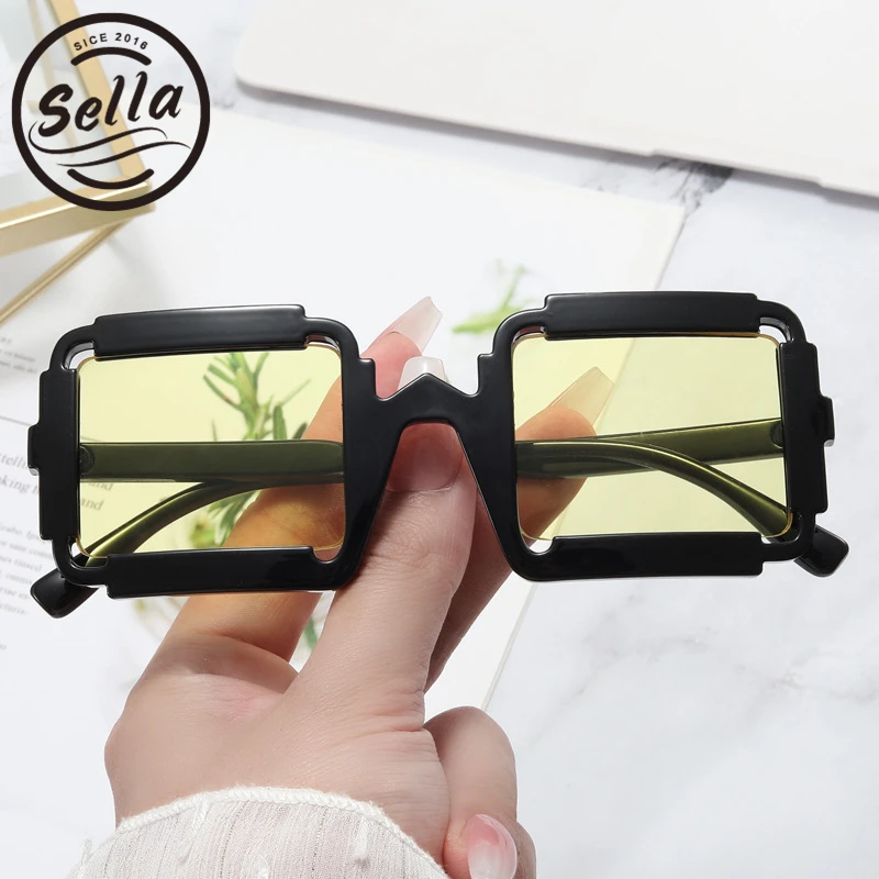 

Модные классические квадратные солнцезащитные очки Sella в европейском стиле для мужчин и женщин, уникальные трендовые очки с затемненными л...