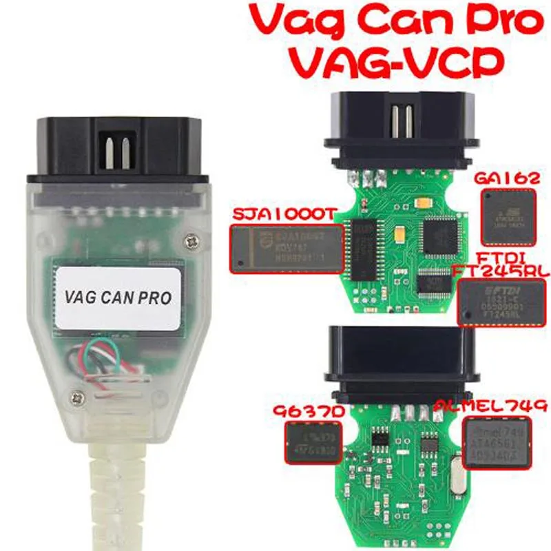 VAG CAN PRO VCP V5.5.1 с FTDI FT245RL SJA1000T ALMEL749 чип COM OBD USB интерфейс Поддержка Can Bus UDS K линии для