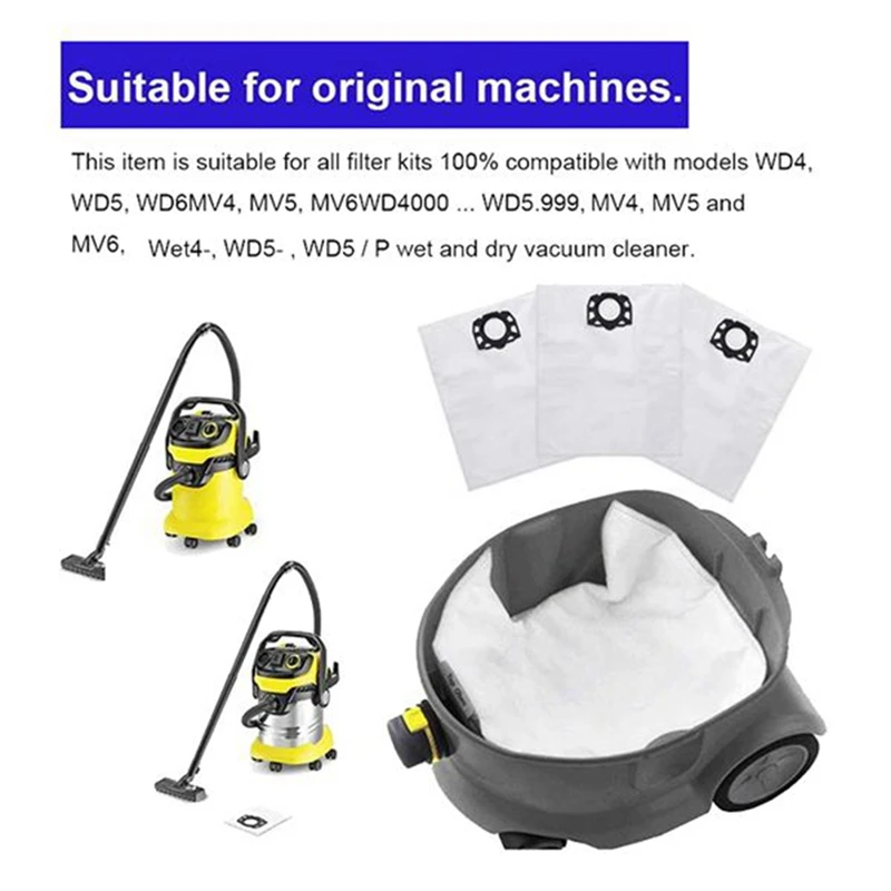 Пылесборники для Karcher фильтры WD4 WD5 WD6 Premium MV4 MV5 MV6 2 863-005 0 863-006.0 Запчасти пылесоса -