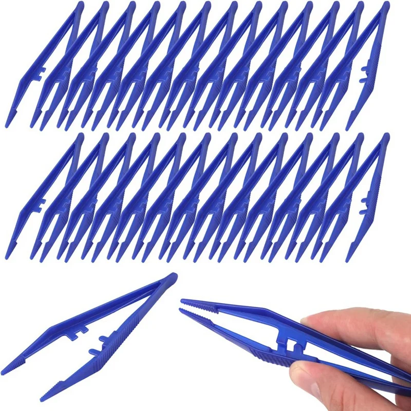 

50 Piece Plastic Tweezers Practical Craft Tweezers Crafting Tool For Kids Home School DIY Crafts