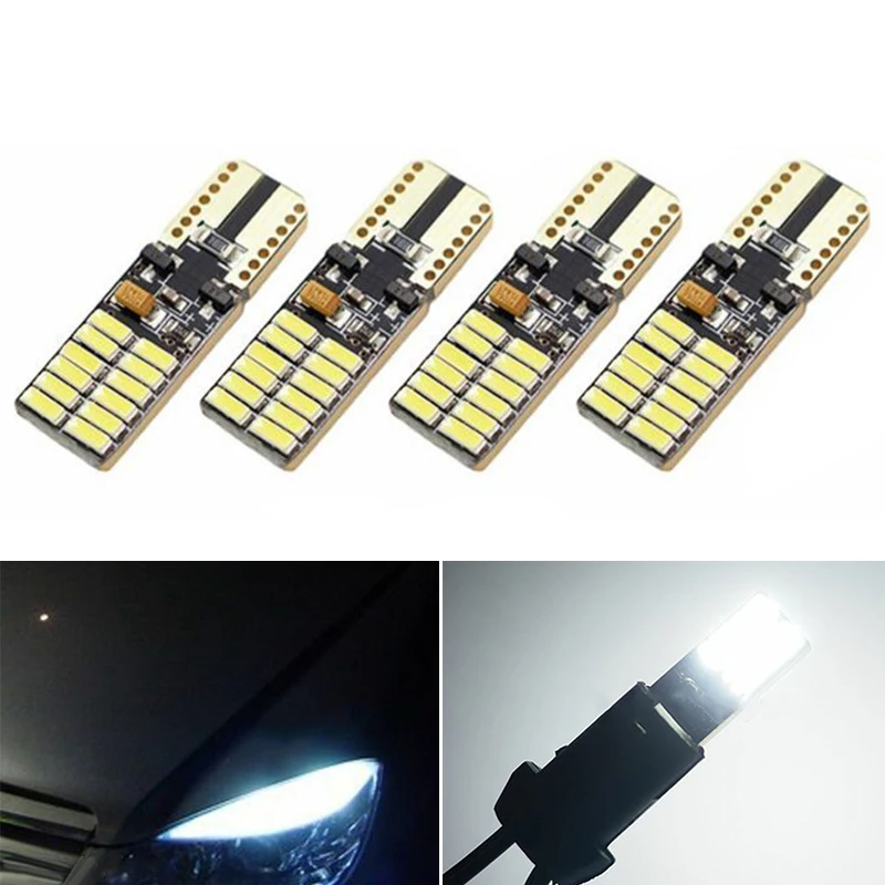 

4pcs Replacement T10 LED White Lights Error Free Light-Emitting Diodes Independent Bulb License Plate Light