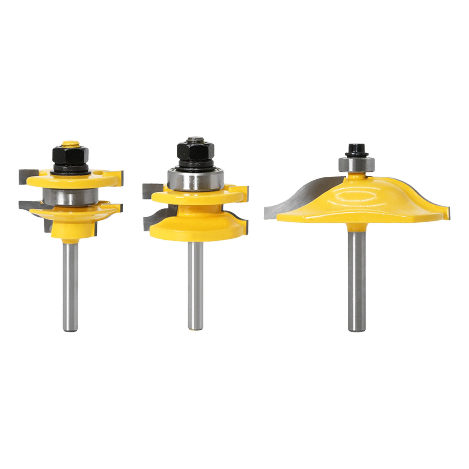 

3pcs/set Portable Stile Cabinet Door Router Bits With 1/4Inch Shank Durable For Woodworking Easy Install Practical Multifunction