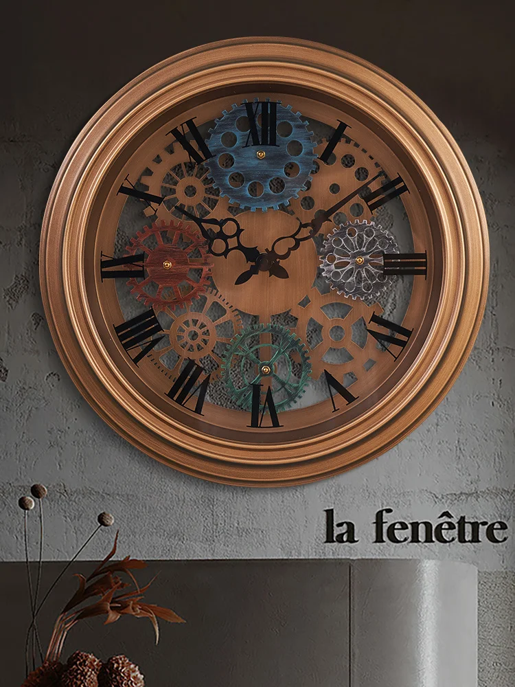 

Американские часы в стиле ретро, металлические бесшумные настенные часы в античном стиле для гостиной, шебби-шик, домашний декор