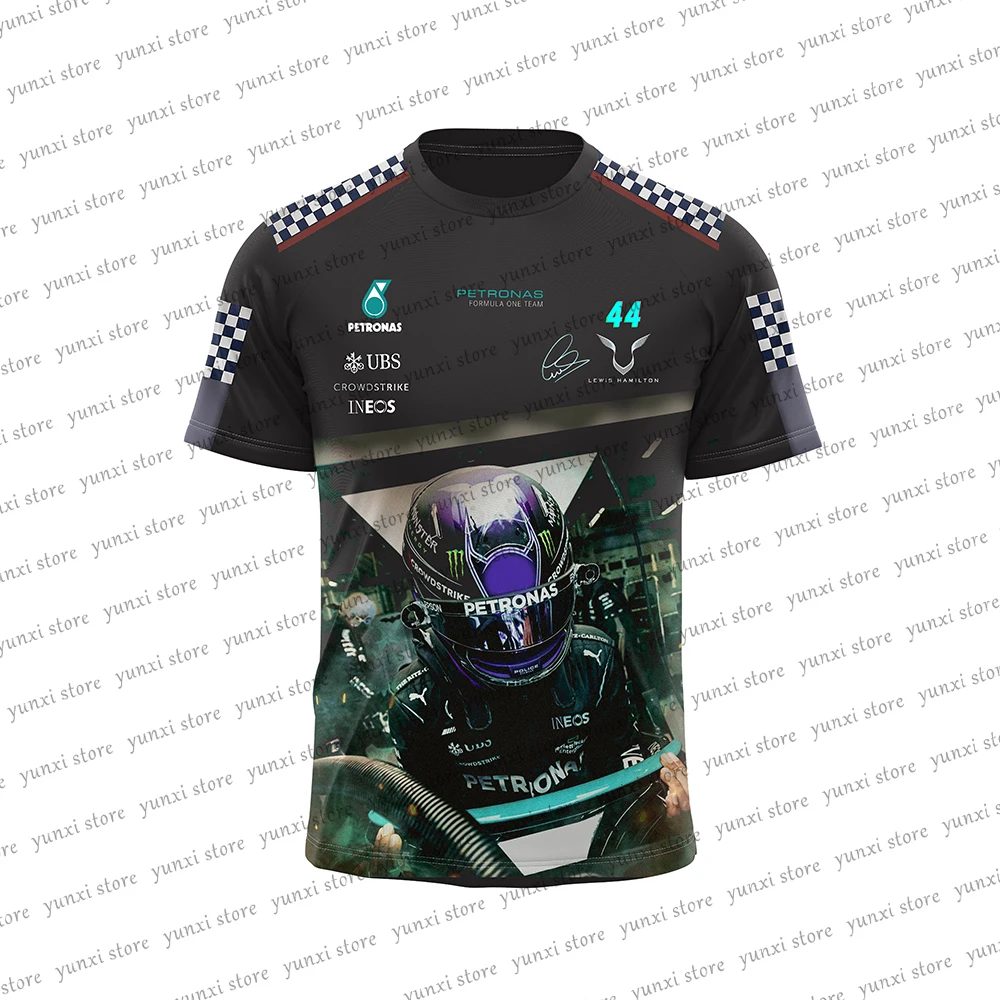 

New Black Formula 1 driver Hamilton Summer Men's T-shirt X Sports Track style No. 44 race breathable top