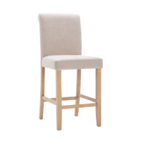 Set of 2 Beige Armless Side Dining Chair Bar Stool with Soft Cushions and Solid Wood Leg Bedroom Home Simple Leisure Chair