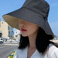 spring and autumn big brim fisherman hat solid color double sided sun hat summer sun protection sun hat fashion student hat