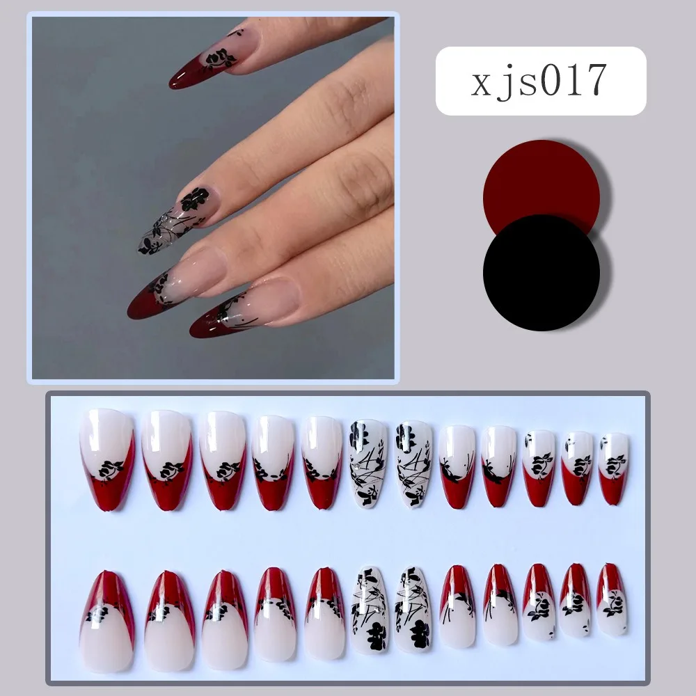 Съемные накладные ногти балерины на День святого Валентина гроб миндаль носимый