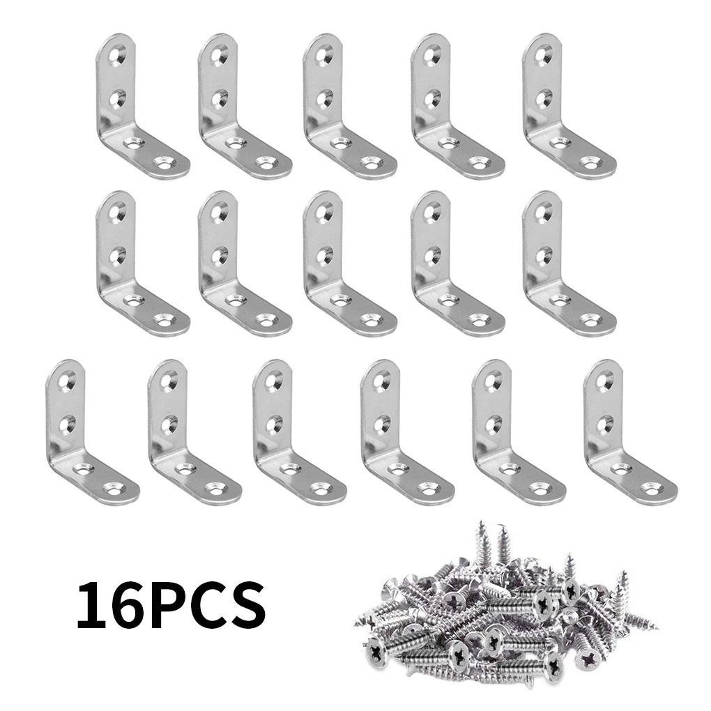 

16pcs 90 Degree L Shaped Furniture Fixing Bracket Shelf Corner Shelf Bracket Support