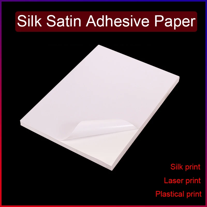 A3 A4 Silk Satin Adhesive Stick Paper White Color Strong Sticking Label Sticker Waterproof Plastical Silkscreen Laser Print