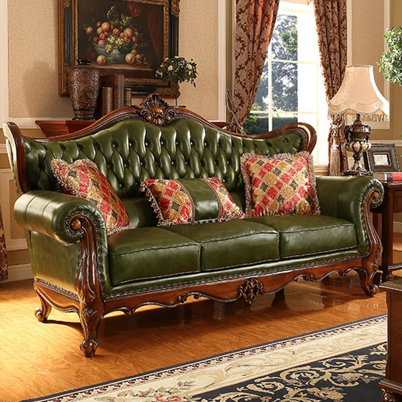 

Luxury American Style Antique Living Room Leather Sofas Home Furniture N279