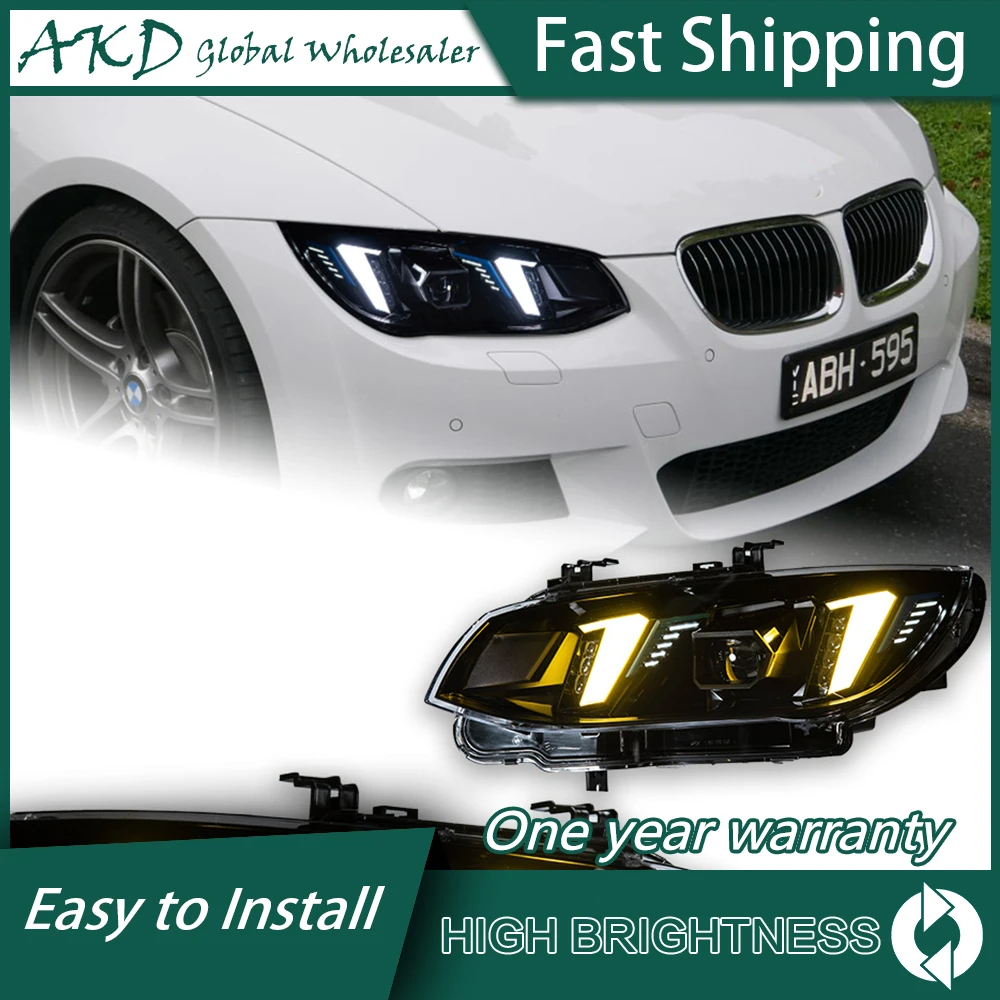 Фото Для BMW E92 фары 2006-2012 E93 DRL дневные ходовые огни светодиодные биксеноновые лампы противотуманные фары автомобильный аксессуар 330i 335i E93 фары №1