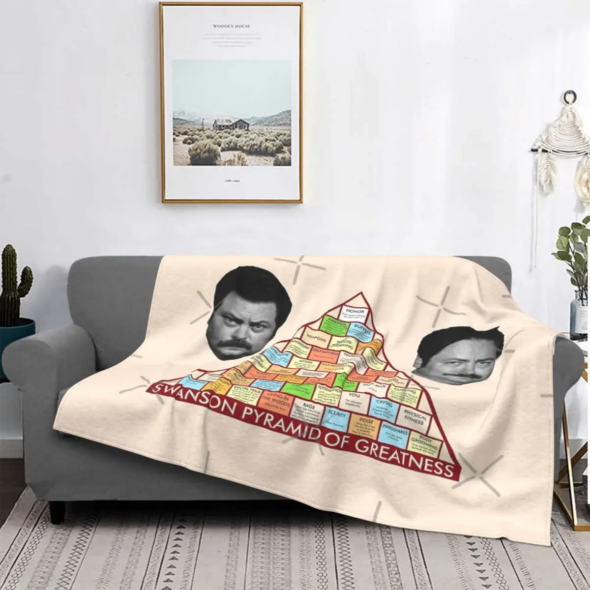 

Ron Swanson's Pyramid Of Greatness 1 Blanket Bedspread On The Bed Kawaii Soft Bed Blanket Aesthetic Throw Blanket