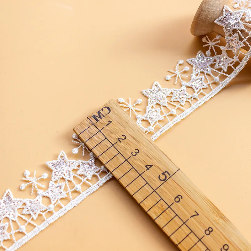 Полая звезда снежинка узор блестки кружевная отделка детская одежда украшения