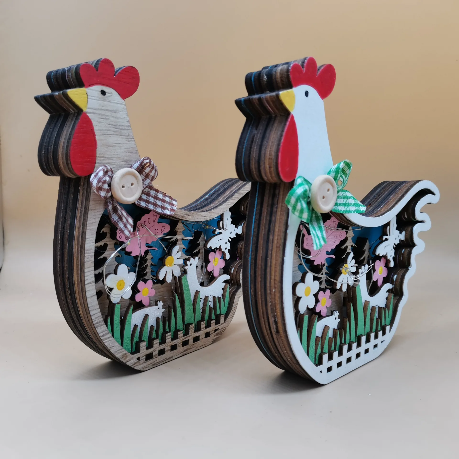 

2022 New Easter Decoration for Home Wooden Easter Hen LED Light Easter Craft Easter Ornament Decor Easter Hen Decor Lamp