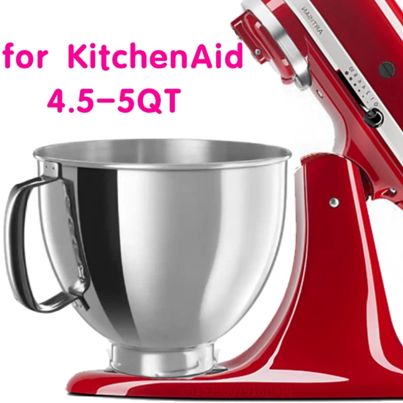 

For Kitchenaid Classic&Artisan Series 4.5QT/5QT Mixer 304 Bowl Stainless Steel Mixer Bowl Dishwasher Safe