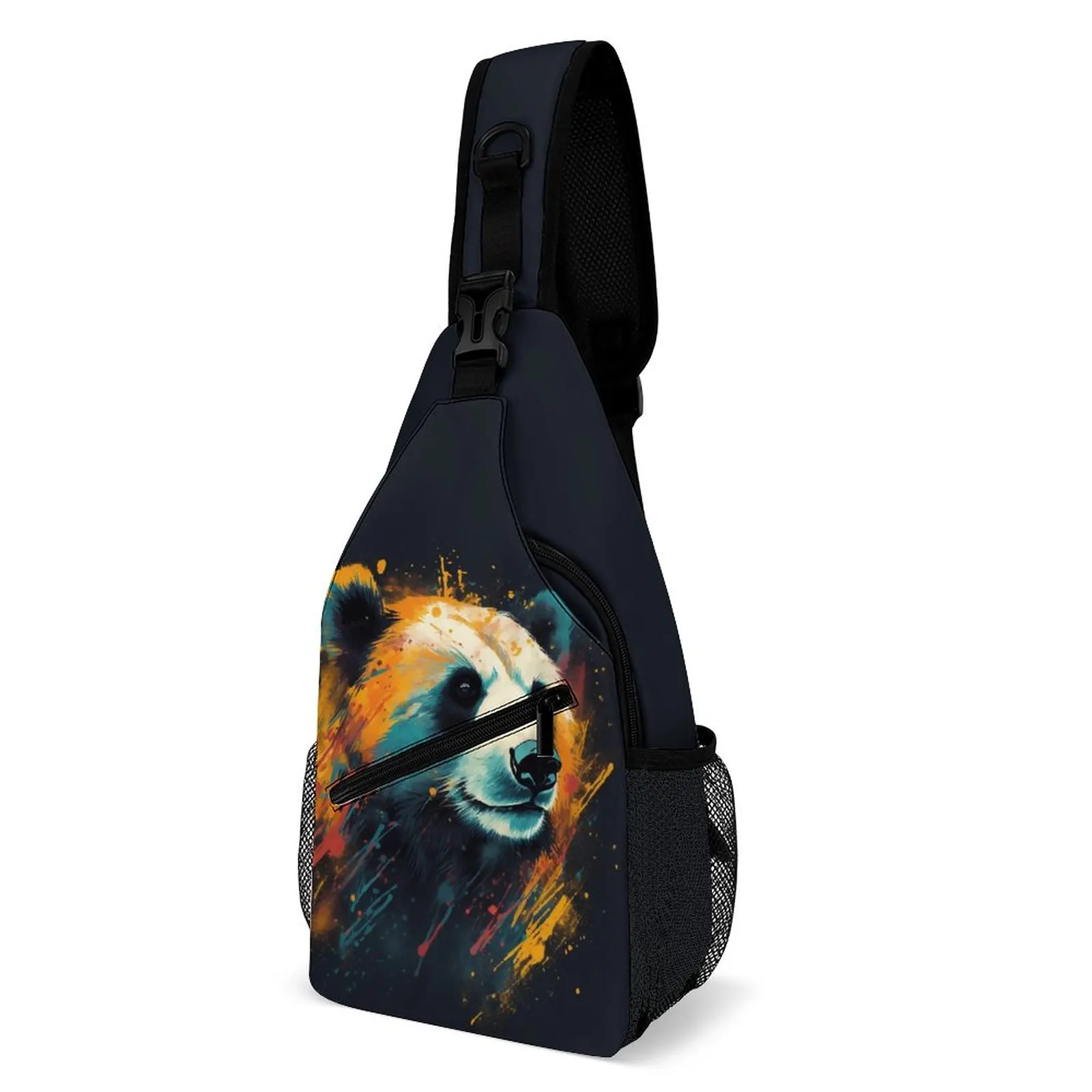 

Panda Shoulder Bags Animal Head Captivating Image Fun Chest Bag Boy Phone Hiking Sling Bag Daily Print Crossbody Bags
