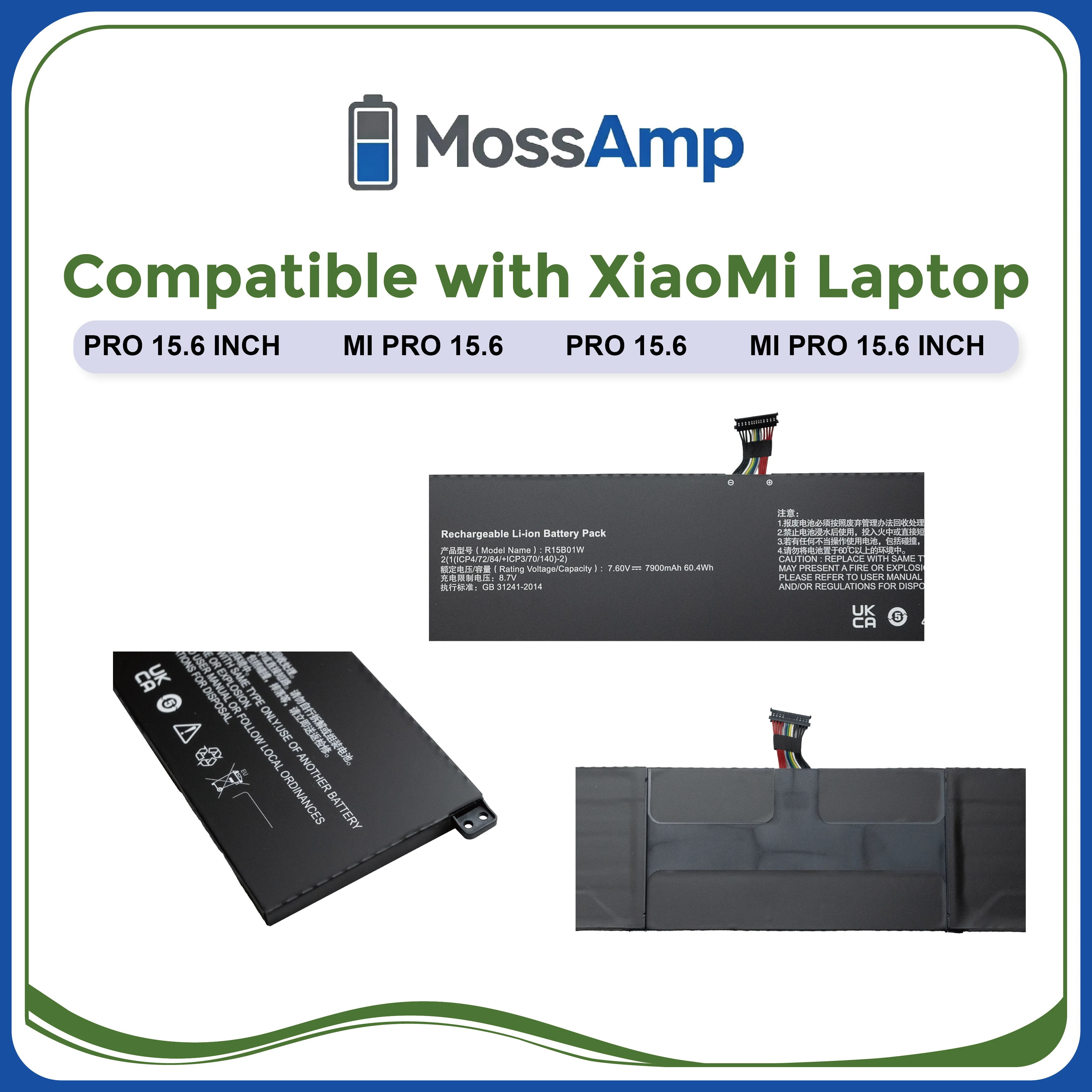 Фото Аккумулятор для ноутбука MossAmp R15B01W для Mi Notebook Pro 15.6 TM1701 171501 i5-8250U i7-8550U MX150 MX250 i5-10210U R15B01W №3