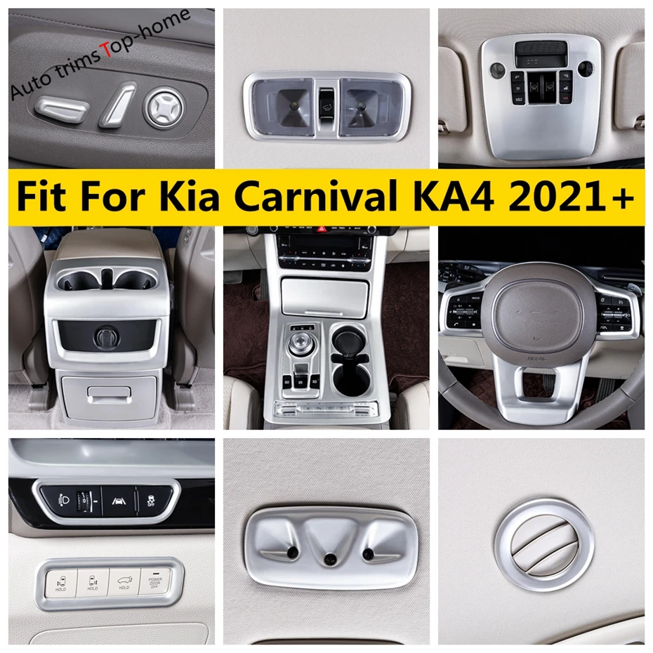 

For Kia Carnival KA4 2021 2022 Head Lamp Light Gear Shift Panel Center Console Steering Wheel Air AC Window Armrest Cover Trim