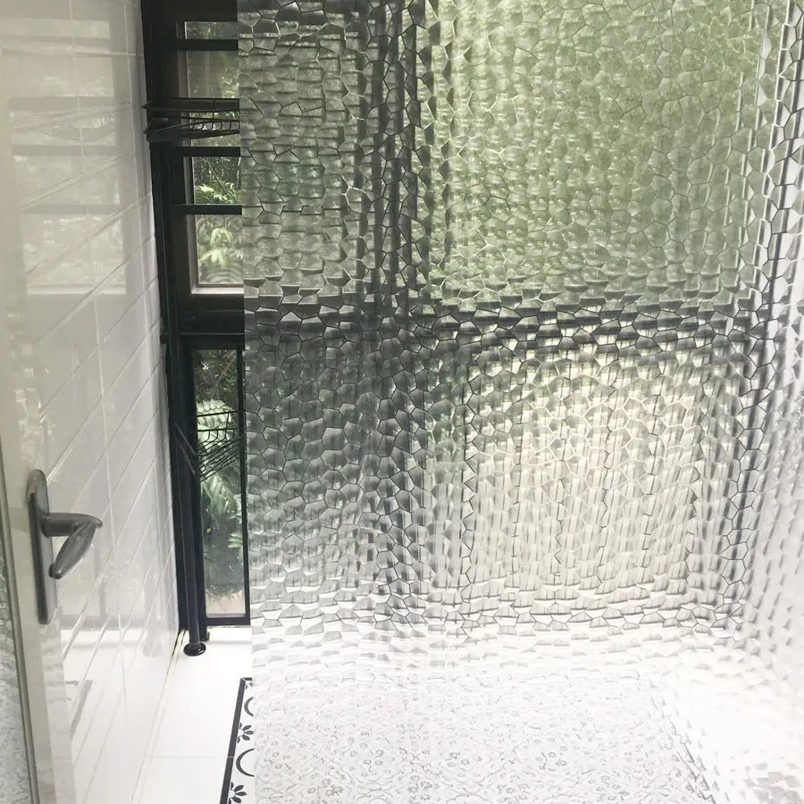 Cortina de ducha 3D impermeable para baño, visillo de baño transparente con ganchos, gruesa, ancha