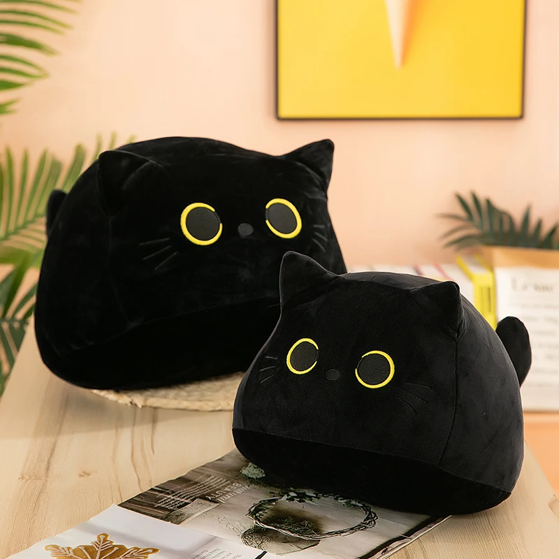 

Plush Toy Small Black Cat Shaped Pillow Doll Boy Simulation Cat Doll Bed Baby Christmas Gift
