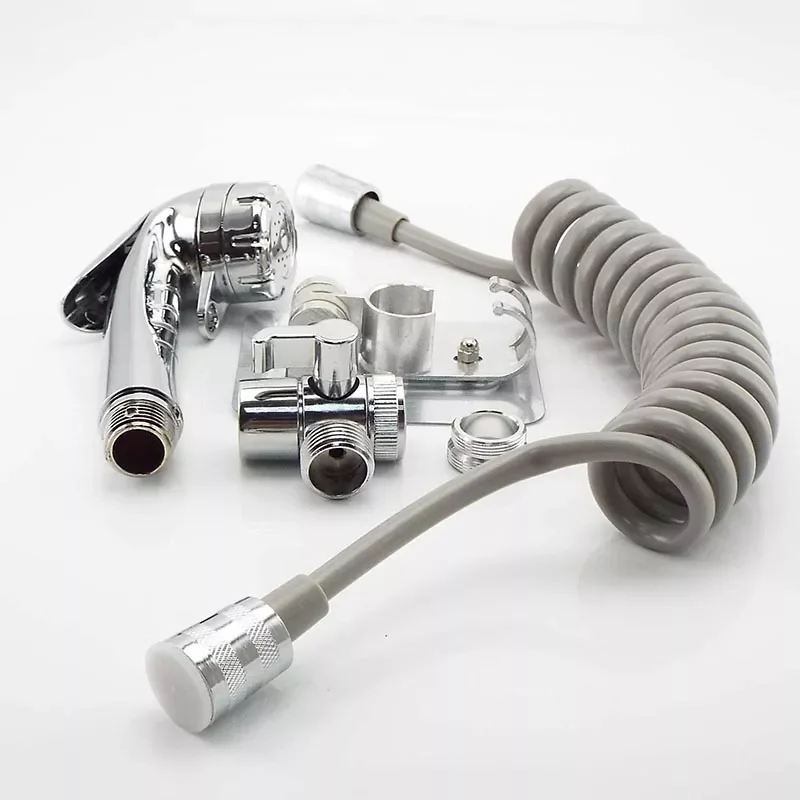 

Hand Held Bidet Spray Shower Head set system with spring Hose wall Holder portable Douche Kit Valve Bathroom Sprayer Tap