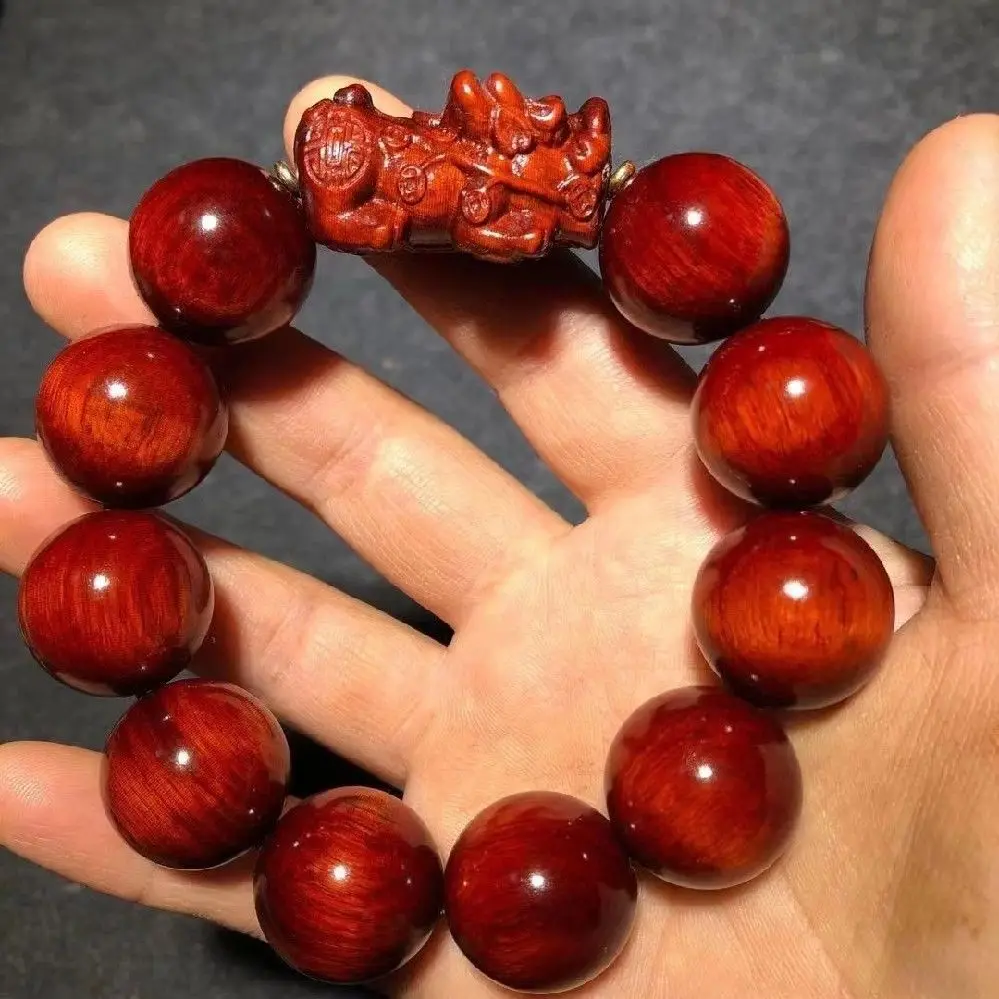 

Ручная цепочка SNQPGaomi из красного сандалового дерева в стиле Pixiu из 2,0 старого материала, высокая плотность масла, погружной листьев Будды