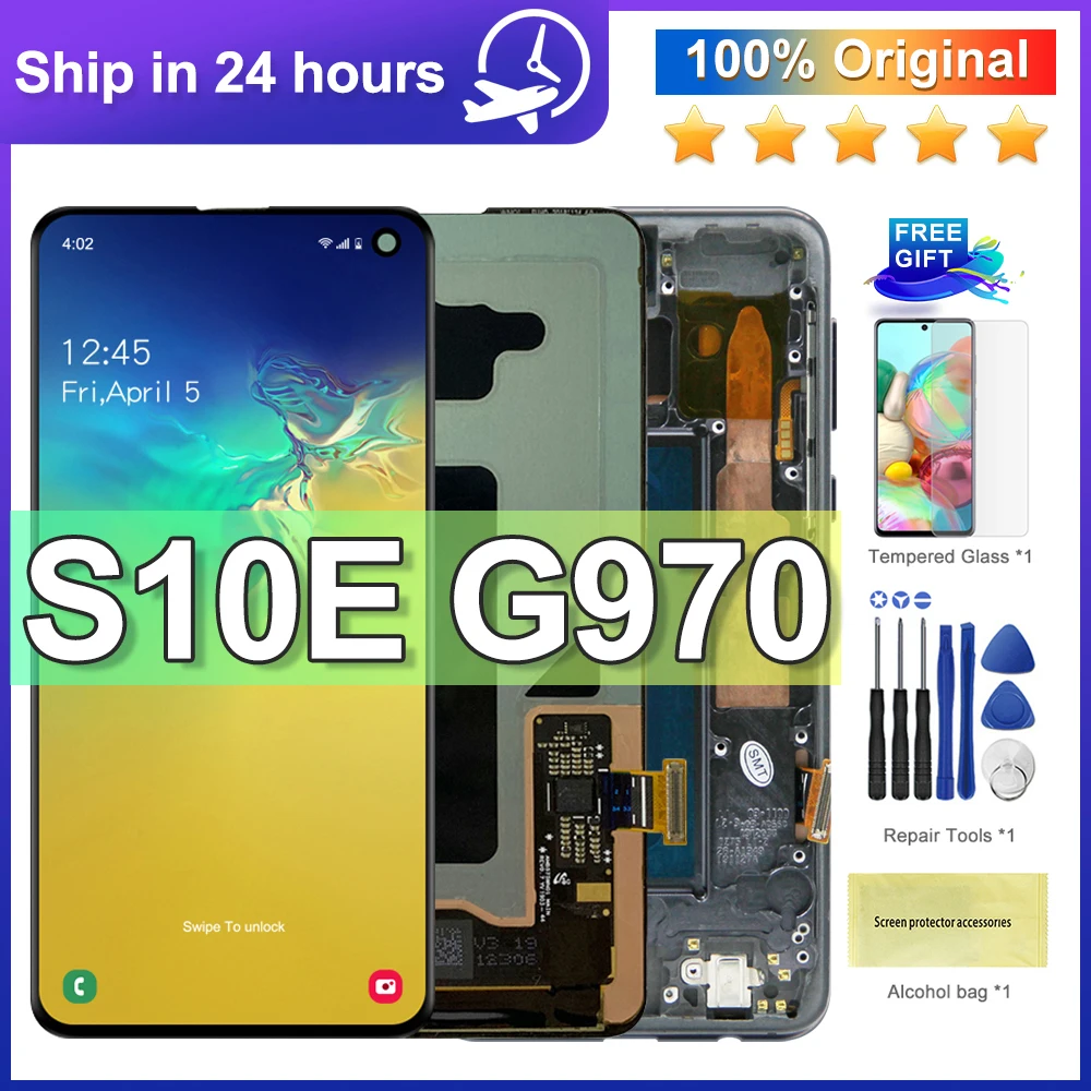 5.8'' Original For Samsung Galaxy S10e G970FU LCD Display Touch Screen Digitize Assembly For Samsung S10E Display With Frame