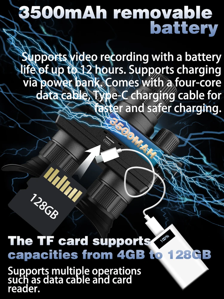 4K 40MP тактический телескоп с креплением на голову 8-кратный зум инфракрасный