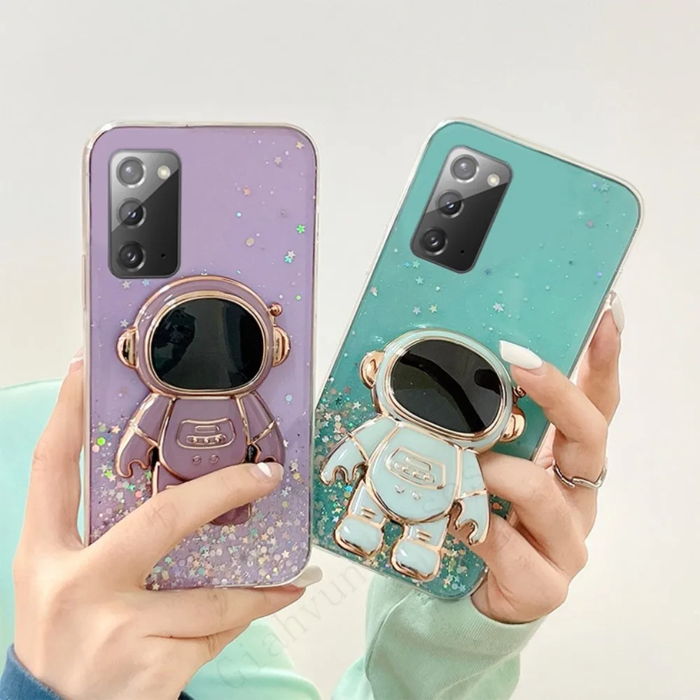 

Bling Glitter Astronaut Folding Stand Case For Samsung S23 Ultra S22 Plus S20 S21 FE A53 A13 A52 A23 A32 A51 Soft Silicone Cover