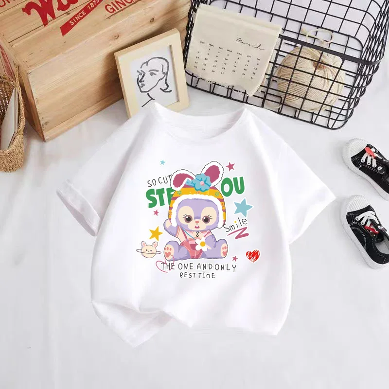 Детская футболка с мультяшным рисунком и кроликом коротким рукавом 2024