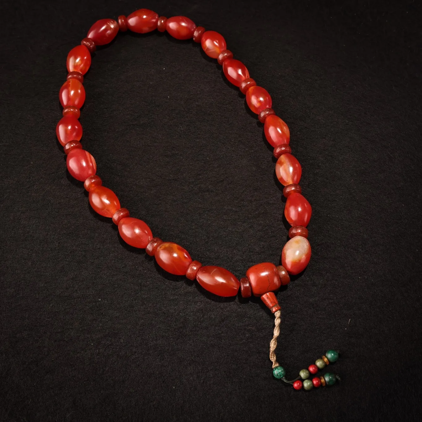 

12"Tibetan Temple Collection Old Natural Red Agate 18 capsules Buddha Beads hand held Rosary Amulet Dharma Town house Exorcism