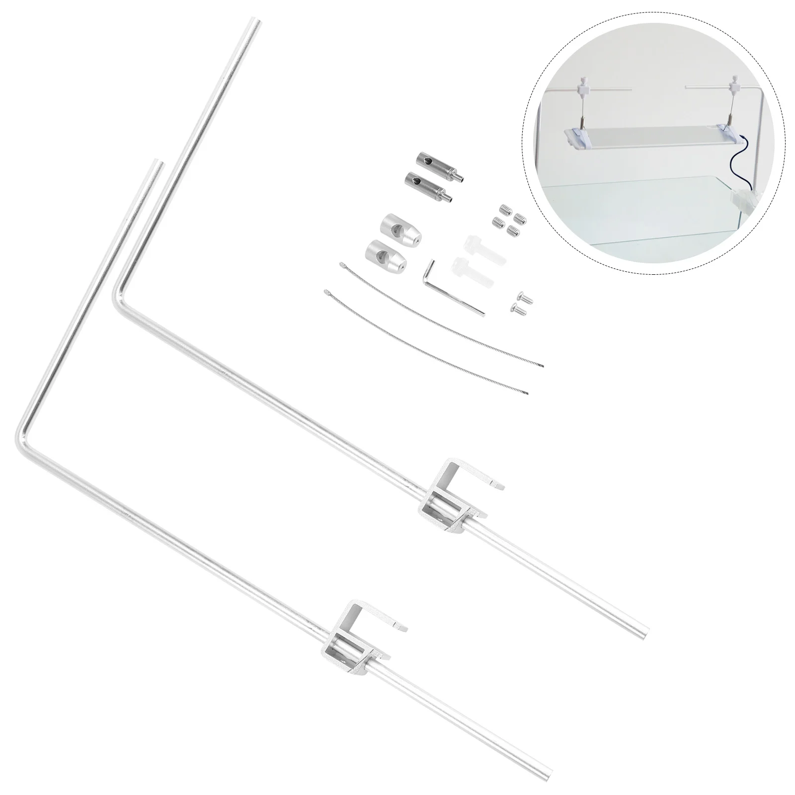 

1Set Fish Tank Lamp Hanging Bracket Durable Aluminum Alloy Light Rack Silver