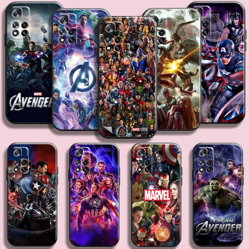 

Marvel Avengers Poster Phone Case For Xiaomi Redmi Note 11 11T 11S 10 10S 9 9S Pro 5G 9A 9T 9C Cover Liquid Silicon Carcasa