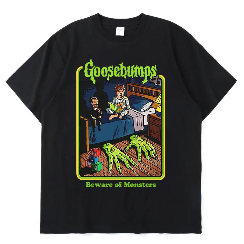 2022 горячая Распродажа гусиные шишки Остерегайтесь монстров кровь ужас активные смешные футболки мужские 90-х винтажные Аниме футболки унисекс 2022 горячая Распродажа гусиные шишки Остерегайтесь монстров кровь ужас активные смешные футболки мужские 90-х винтажные Аниме футболки унисекс