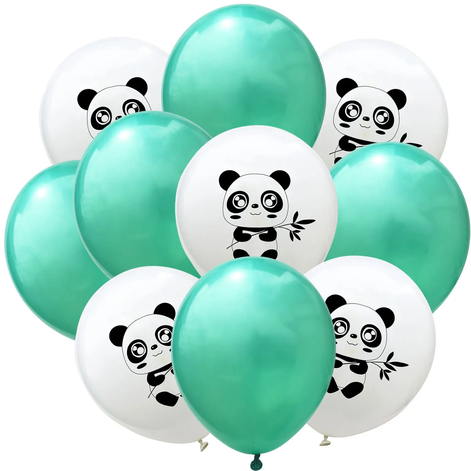 

JOLLYBOOM 12 Inch Green Gold White Panda Print Latex Confetti Balloon Set for Children's Day Birthday Party Decoration Supplies