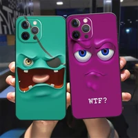 funny face phone case for iphone 11 12 13 pro max x xr xs max x 8 7 plus 13mini luxury black soft silicone bumper back cover