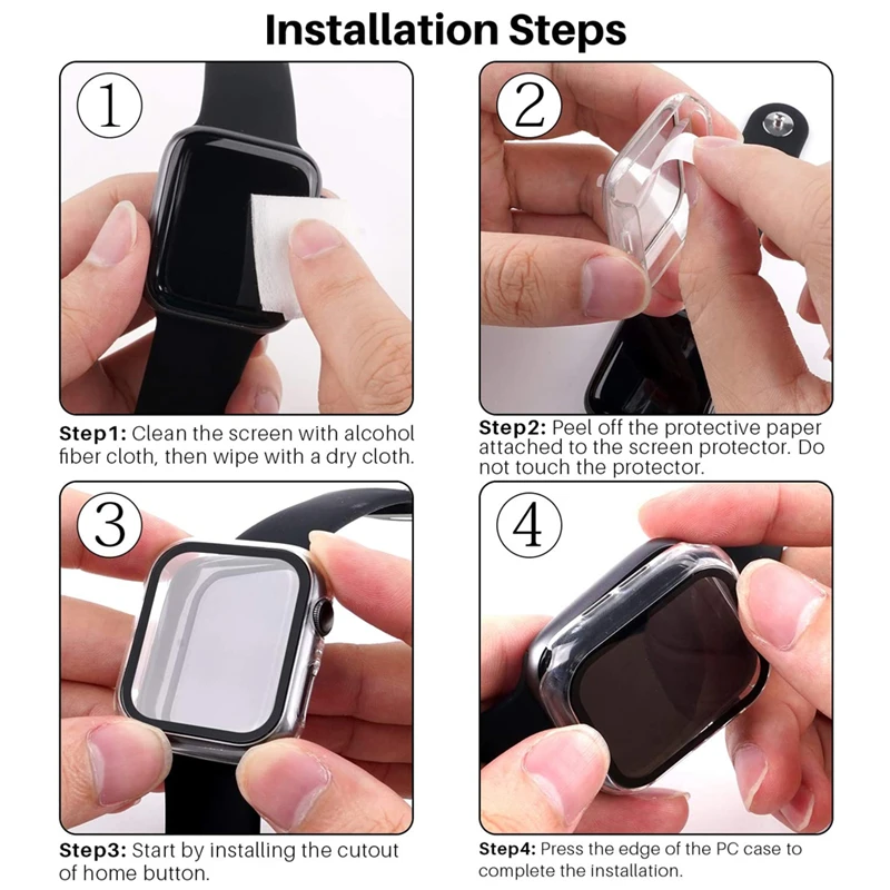 Стекло и чехол для Apple Watch Серия 7 6 SE 5 4 3 2 1 iWatch Чехол 45 мм 41 44 40 38 42 бампер Защита