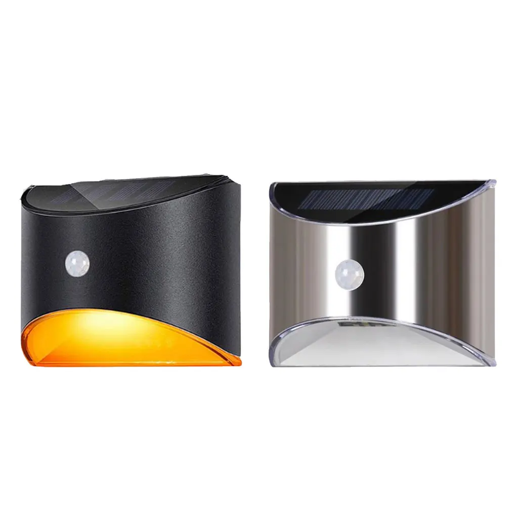 

2 Pieces Wall Light Solar Fence Lamp Waterproof Lighting Stainless Steel