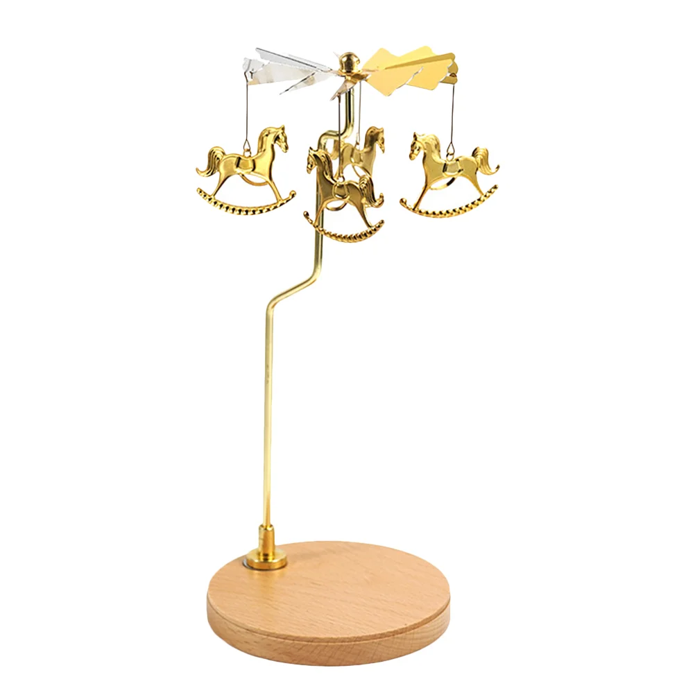 

Carousel Rotary Candle Holder Metal Candle Display Tray Home Tabletop Adornment