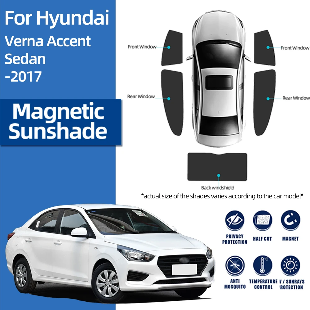 

For Hyundai Accent Sedan SOLARIS Verna 2010-2017 Magnetic Car Sunshade Front Windshield Frame Curtain Rear Side Window Sun Shade