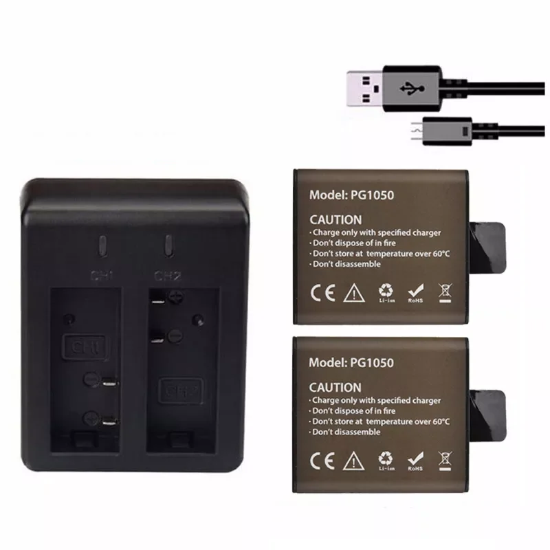 

2023New 4Pcs 1050mAh Action Camera Battery with Charger For EKEN H9 H9R H3R H8PRO H8R pro For SJCAM SJ4000 SJ5000 Sport DV Batte