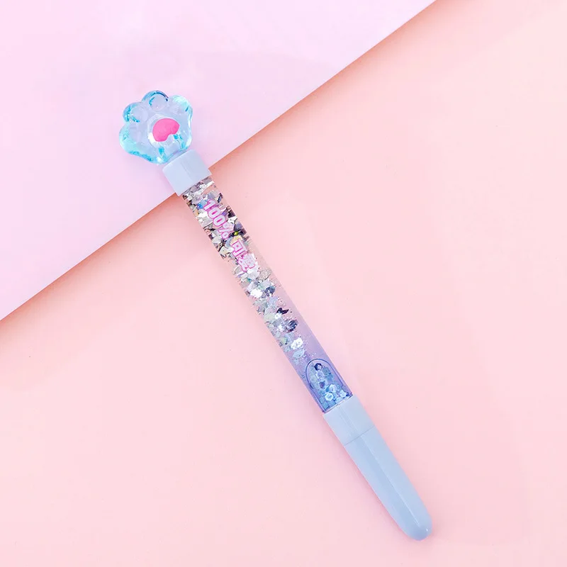 1 шт. Милая гелевая ручка с кошачьими крапанами светящаяся в виде зыбучего песка