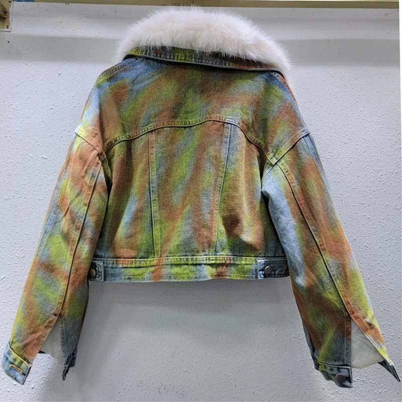 KBQ новые хитовые цветные шикарные джинсовые куртки с перьями для женщин уличные