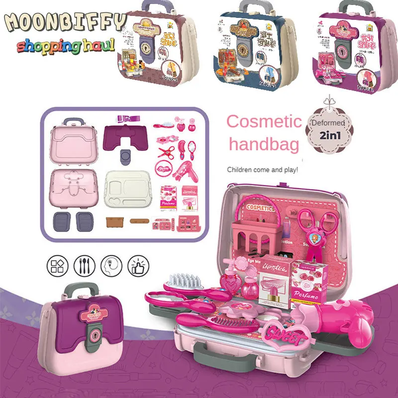 

A full set of transformable children's toys girls simulation makeup handbags play house educational toys gifts